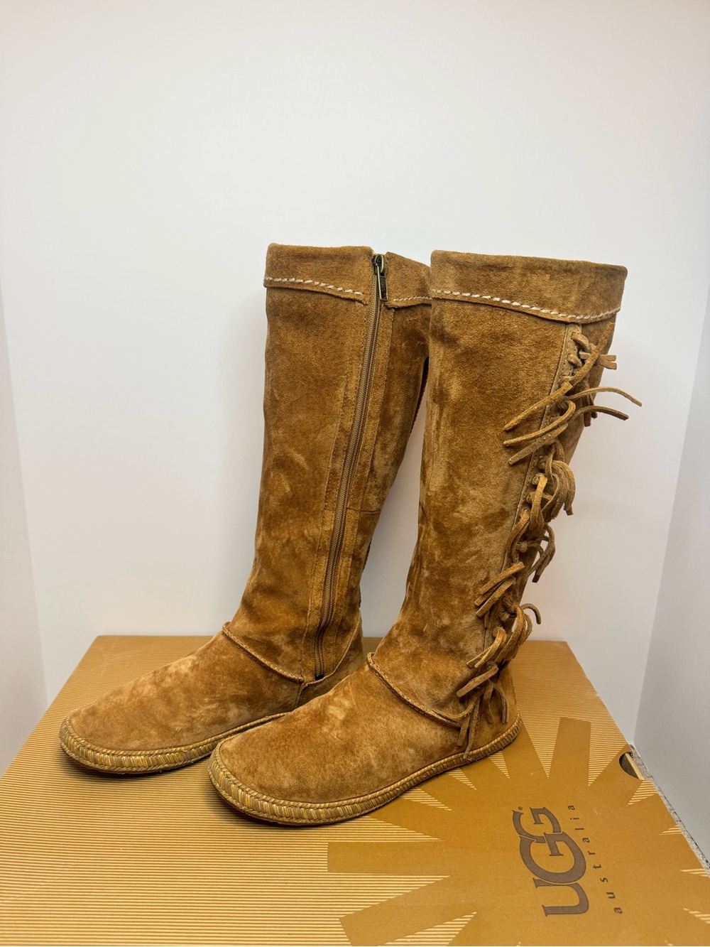 UGG Chestnut Suede Mammoth knee high Boots 6.5